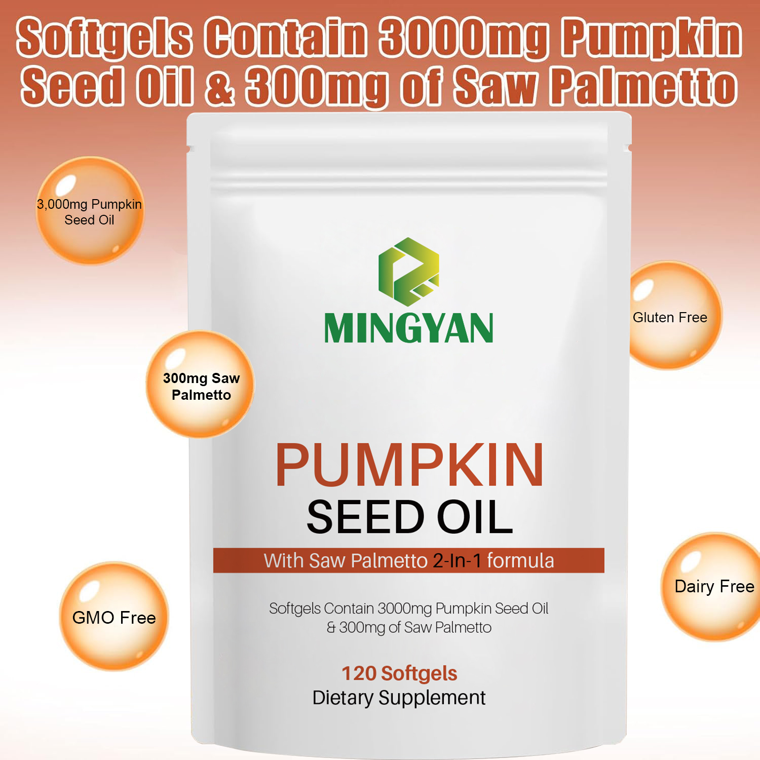 Private label pumpkin seed oil softgels supplement packaging