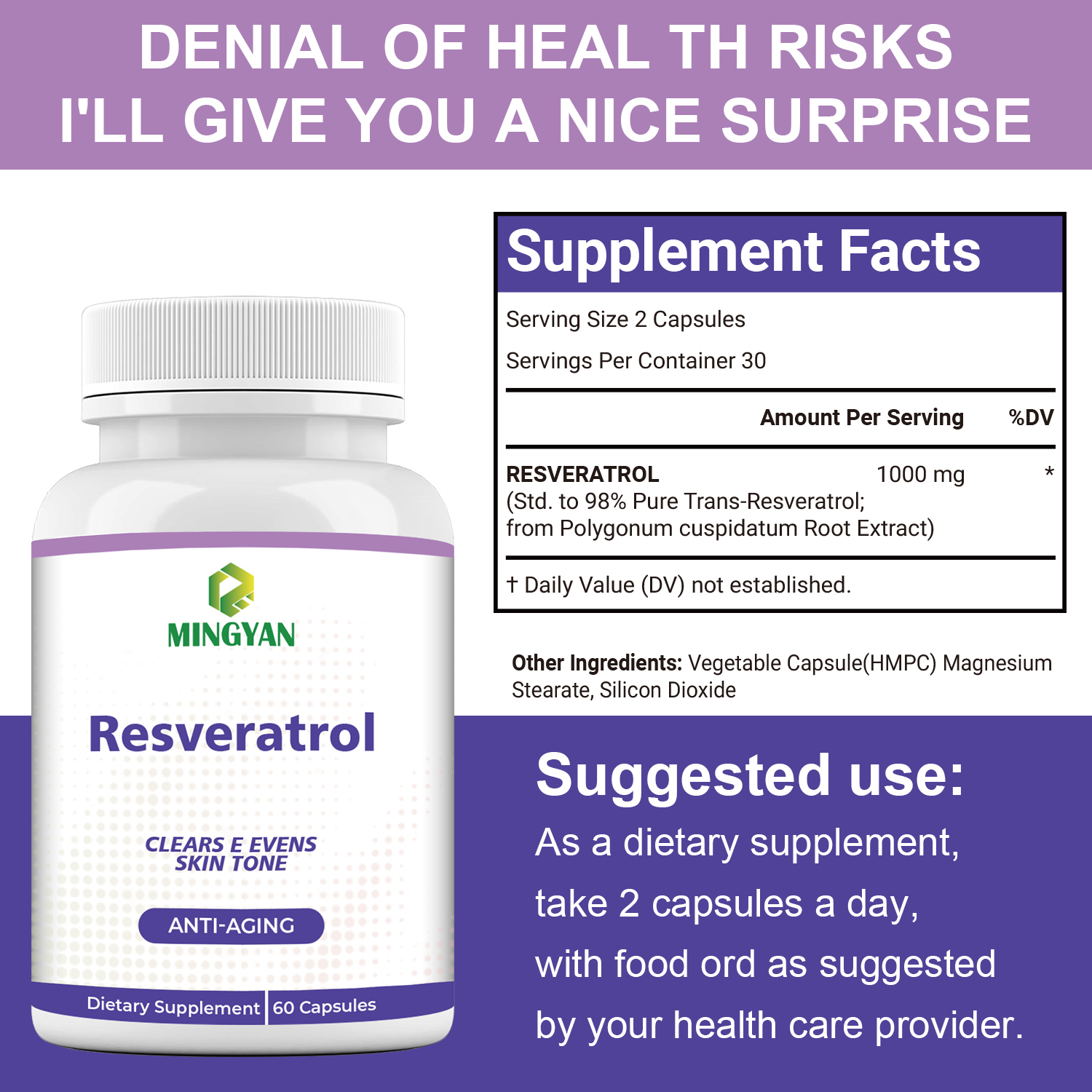 OEM Resveratrol Capsules with plant based vegetable capsules