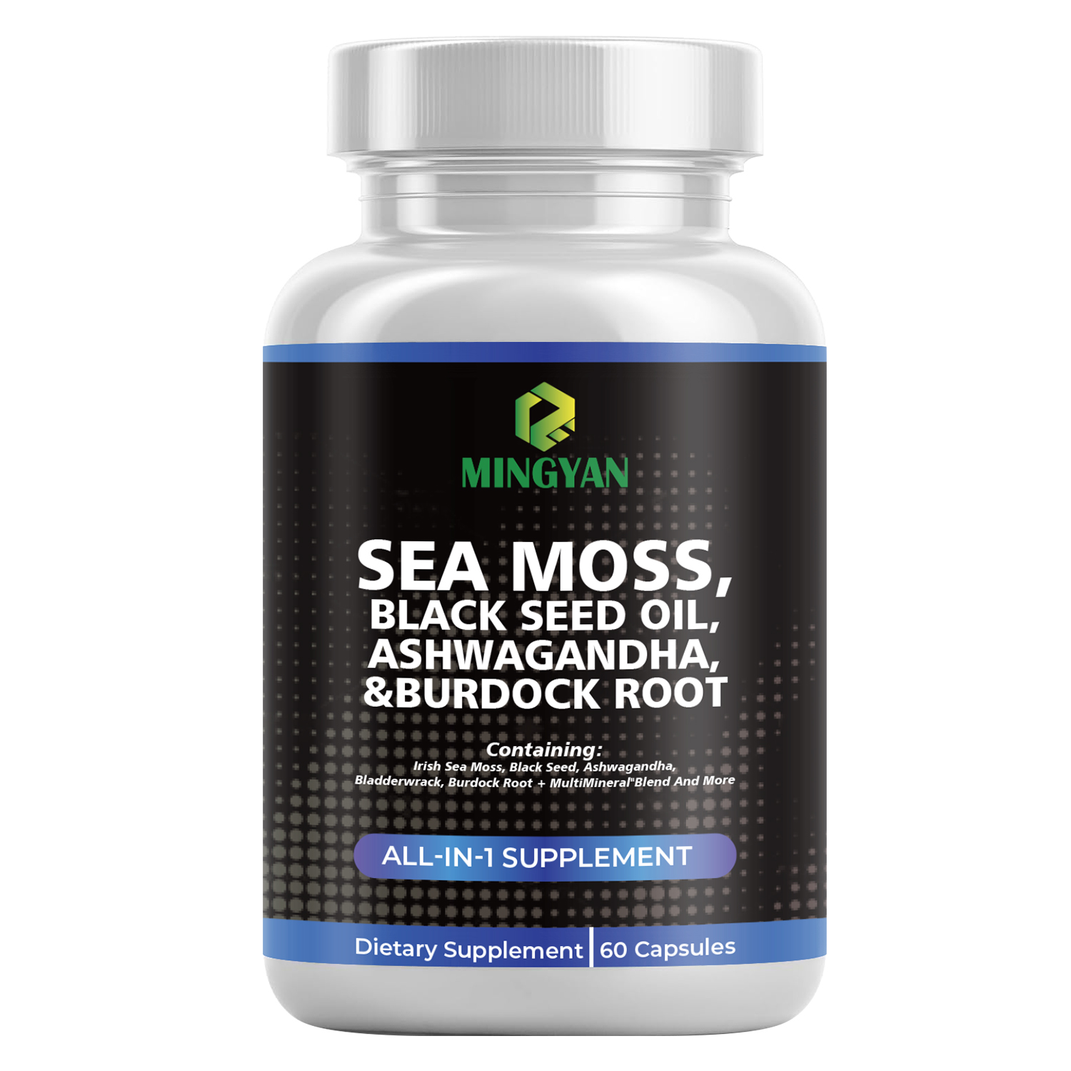 Sea Moss Capsules 15-in-1 plant based supplement bottle