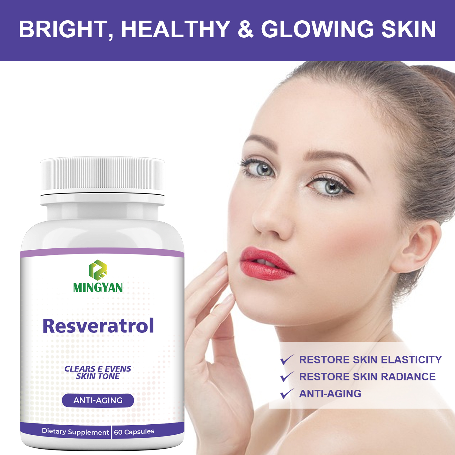 Resveratrol Capsules supplement facts and capsule display