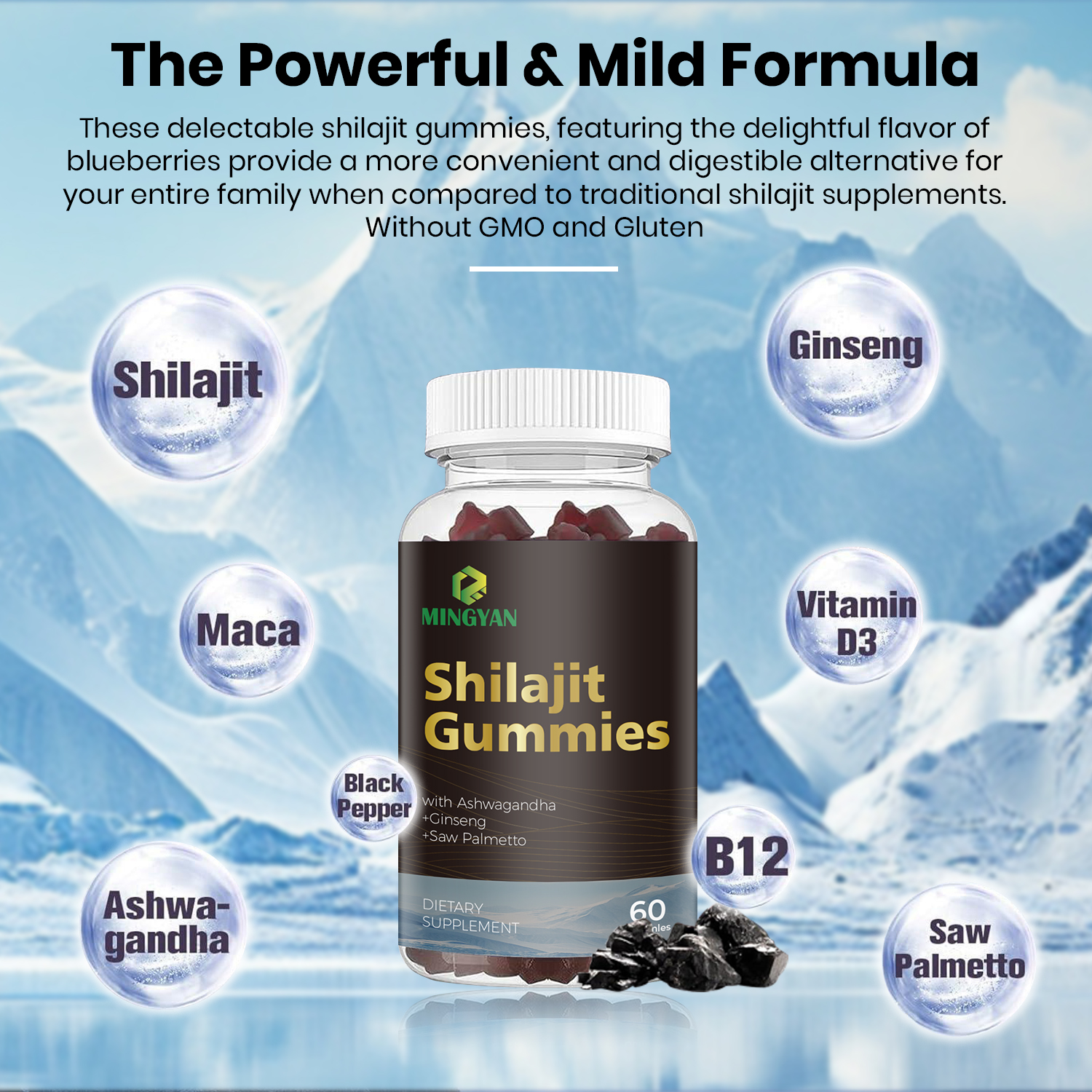 Finished shilajit gummy bottle for wholesale supply