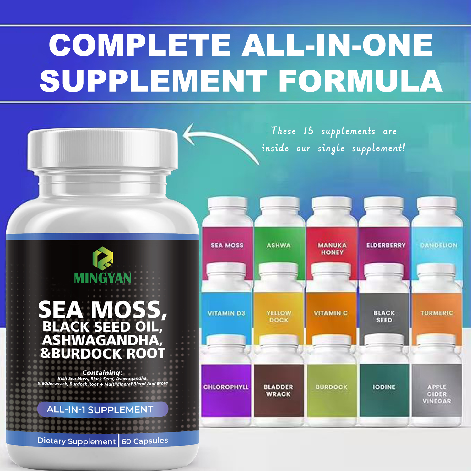 OEM Sea Moss Capsules with 15-in-1 formula