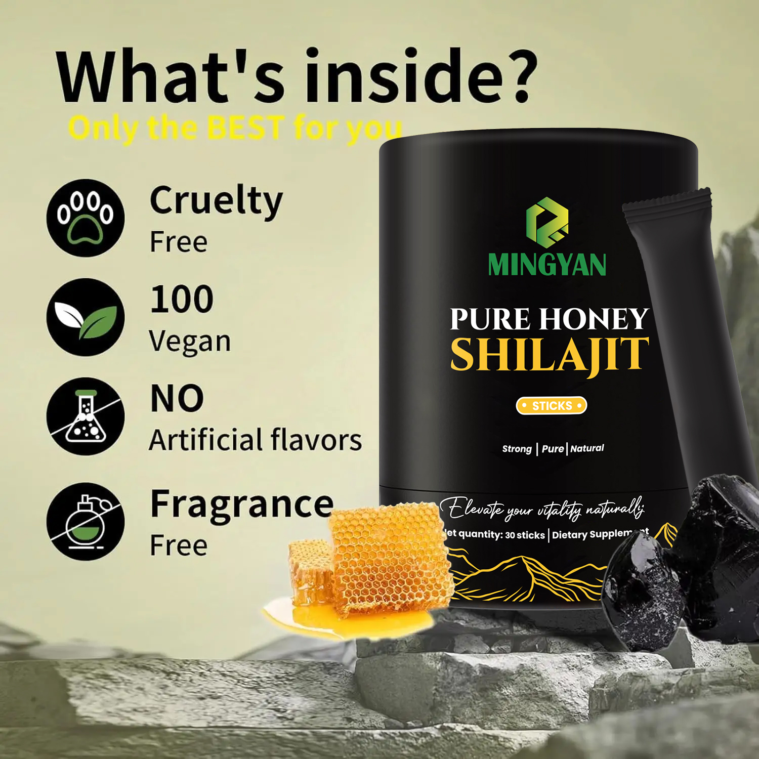 Custom packaging Pure Shilajit Honey Sticks supplement sticks