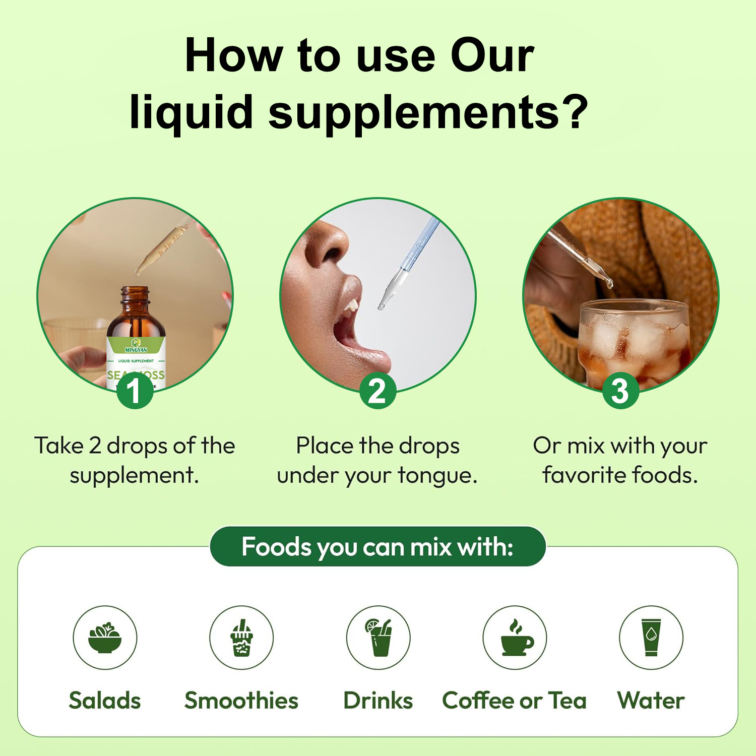 Vegan Sea Moss Drops supplement in 60 ml bottle