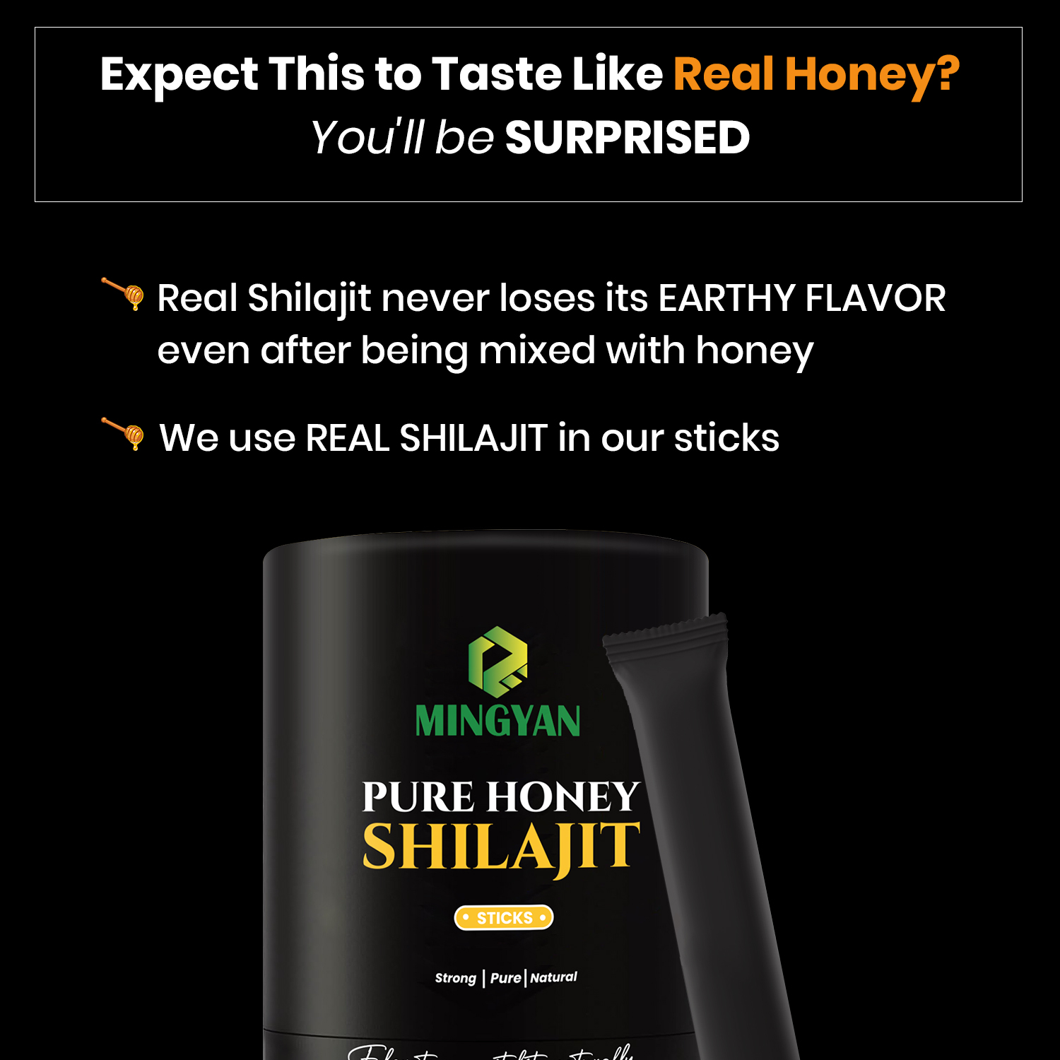 Custom Pure Shilajit Honey Sticks private label packaging