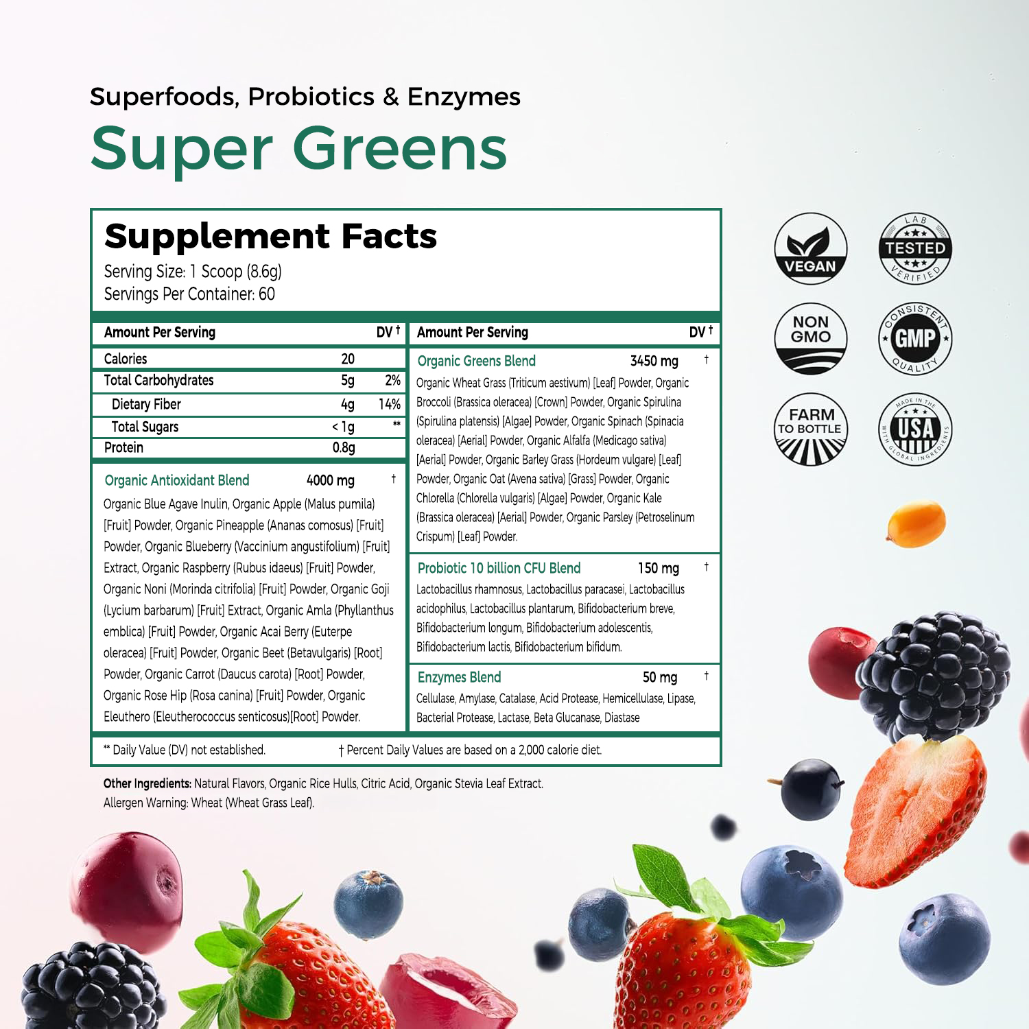 Custom Super Greens Powder for daily nutrition use
