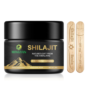 Premium shilajit resin in a dark glossy jar