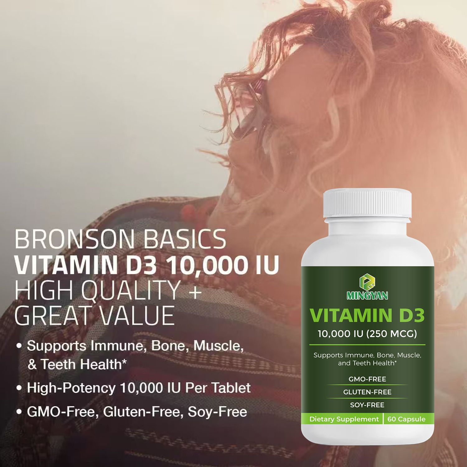 Vitamin D3 K2 Capsules supplement bottle for bulk order