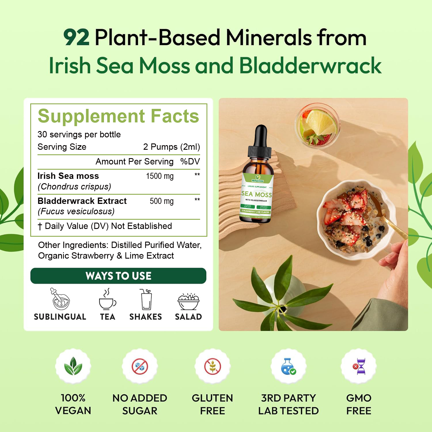 Sea Moss Drops ingredient formula with Irish sea moss